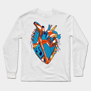 Orange Blue No 2 Musical Heart Long Sleeve T-Shirt